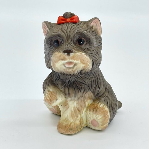 Vintage Homco Yorkshire Terrier Figurines Yorkies With Red Bows - Picture 3 of 9